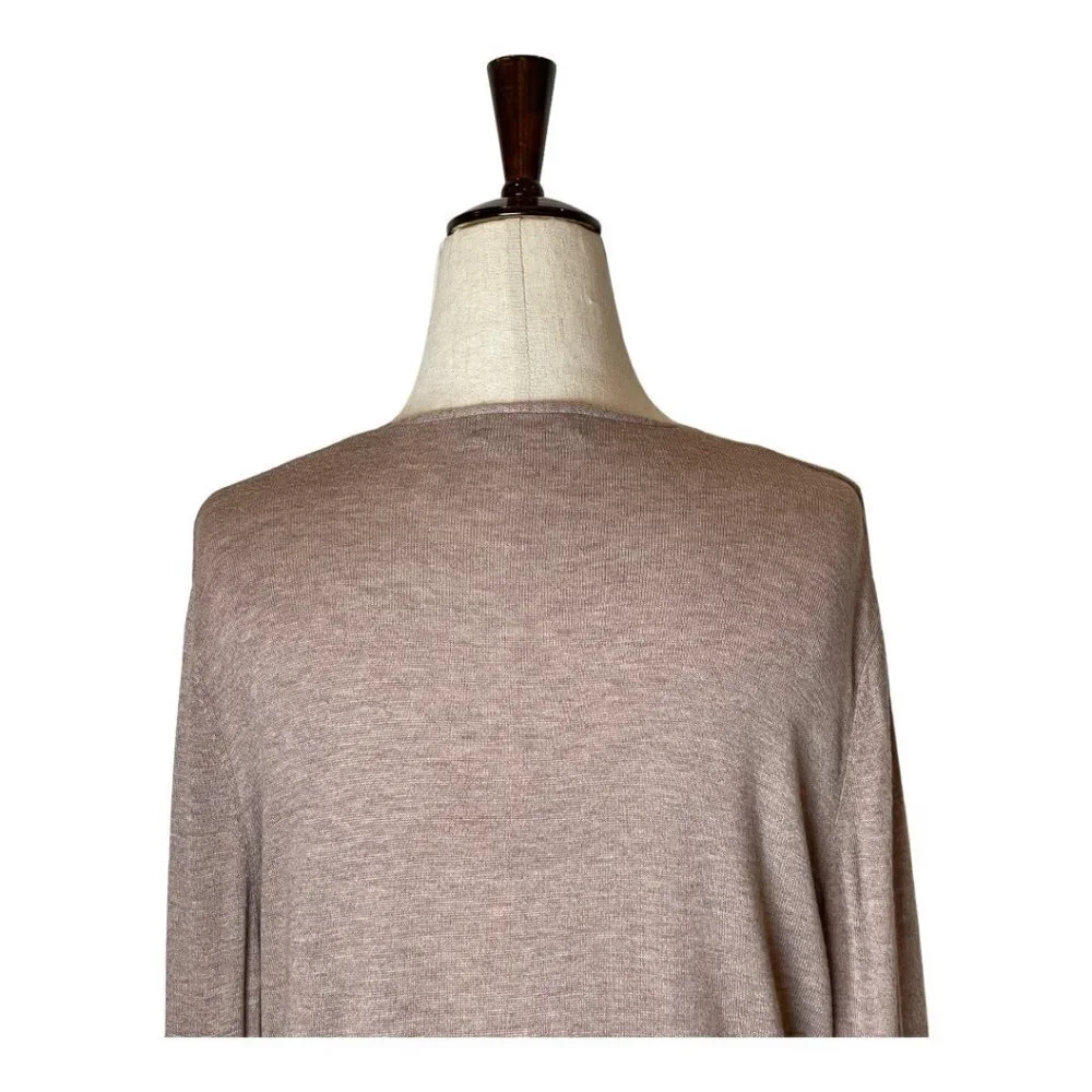 Zara Knit Brown‎ Taupe V Neck Lightweight Hi Low Hem Pullover Sweater Size M